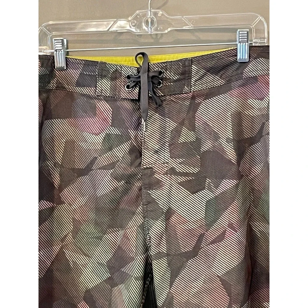 prAna Mens Camo Stripe Board Shorts Size 35 Multi Color UPF 50+ Swim Trunks